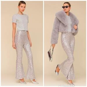 Avec Les Filles Sequin-Mesh Flare-Leg Pants New with Tags!